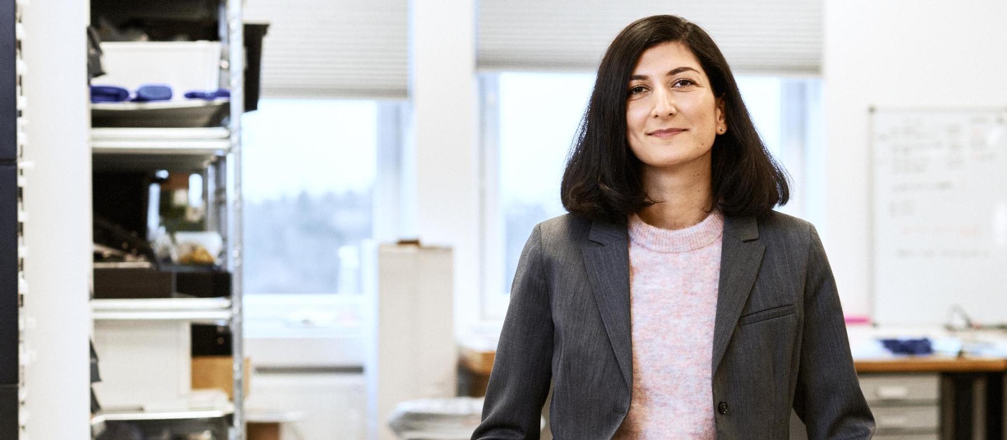 Female standing in office